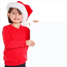 Child Santa Claus Christmas Girl Laughing Sign copy space Copyspace Freiraum