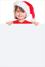 Child Girl Santa Claus Christmas Sign Text Free Space Copyspace Freisteller