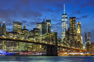 New York City Skyline Night City Manhattan Brooklyn Bridge World Trade Center WTC in New York