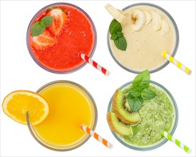 Smoothie Smoothies Fruit Juice Collection Drink Drinks Juice in Glass cut out Isolated From Above