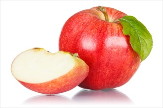 Apples Fruits red apple red fruit with leaf cut out isolated