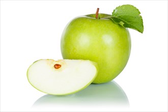 Apples Fruits green apple green fruit with leaf cut out cropped isolated