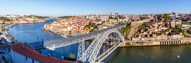 Porto with bridge Ponte Dom Luis I over river Douro travel city panorama in Porto