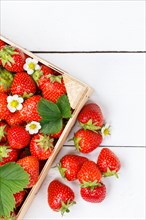 Strawberries Berries Fruits Strawberry Berry Fruit Text Free Space Copyspace in Box on Wooden Board