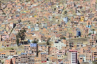 View of the sea of houses in the capital La Paz