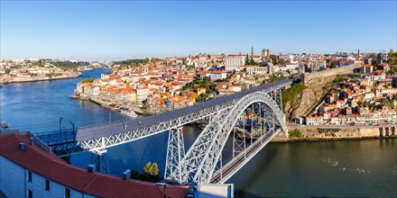 Porto with bridge Ponte Dom Luis I over river Douro travel city panorama in Porto
