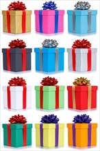 Many gifts birthday christmas birthday gifts christmas gifts collage boxes exempt isolated