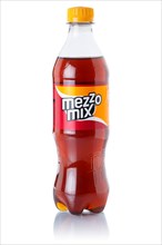 Mezzo Mix lemonade soft drink beverage in a plastic bottle cut-out isolated against a white background
