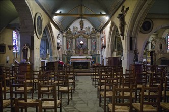 Interior and altar of the coastal church Eglise Saint-Michel