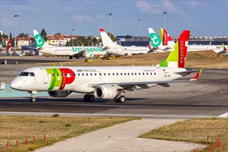 An Embraer 190 aircraft of TAP Portugal Express with registration CS-TPR at Lisbon Airport