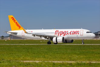 A Pegasus Airbus A320neo with registration TC-NCP at Stuttgart Airport