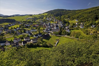 Landscape with a view of the Duedinghausen district of the town of Medebach