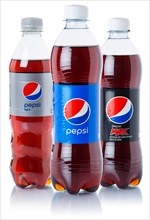 Pepsi Cola Lemonade Softdrink Drinks in Plastic Bottles cut-out isolated against a white background