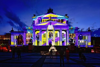 Konzerthaus Berlin Concert Hall and Schiller monument during the Festival of Lights