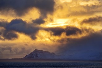 Sunset with clouds over Snaefellsjoekull