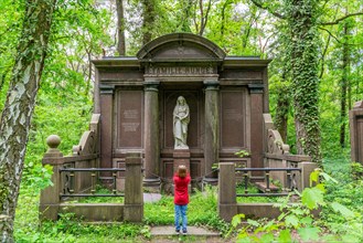 Girl at the historic cemetery Suedwestkirchhof Stahnsdorf