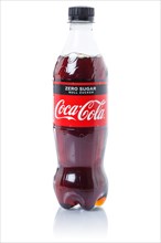 Coca Cola Coca-Cola Coke Zero Sugar Lemonade Soft Drink Beverage in a Plastic Bottle Cut-out isolated against a white background