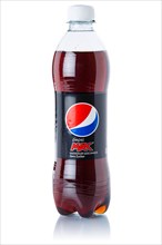 Pepsi Max Cola Lemonade soft drink beverage in a plastic bottle cut-out isolated against a white background