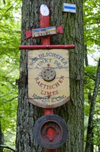 Tree trunk with sign