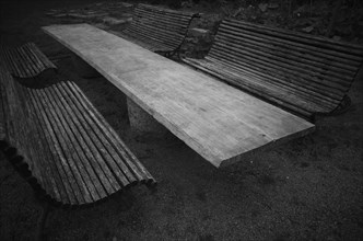 Wooden table and benches
