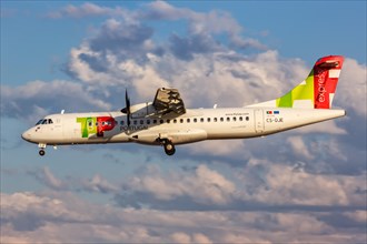 An ATR 72-600 aircraft of TAP Portugal Express with registration CS-DJE at Lisbon Airport