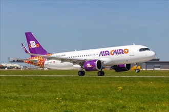 An Air Cairo Airbus A320neo with registration SU-BUK at Stuttgart Airport