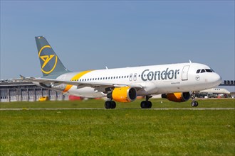 A Condor Airbus A320 with the registration D-AICD at Stuttgart Airport