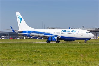 A Blue Air Boeing 737-800 with the registration YR-BMM at Stuttgart Airport