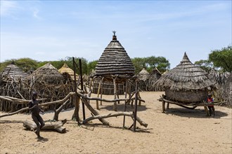 Traditional build huts of the Toposa tribe