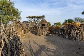 Traditional build huts of the Toposa tribe