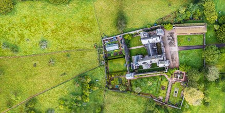 Top Down view of Compton Castle from a drone