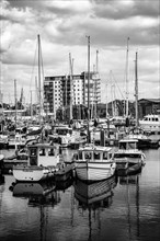 Plymouth Marina in Black and White