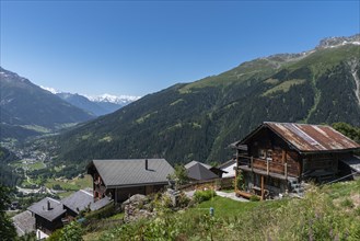 Village view with Weisshorn group and Eggishorn in the background
