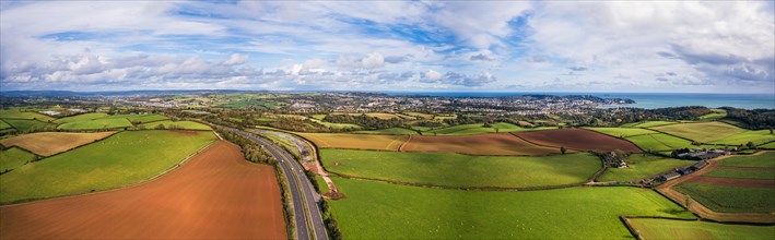 Panorama over Torbay Fields from a drone