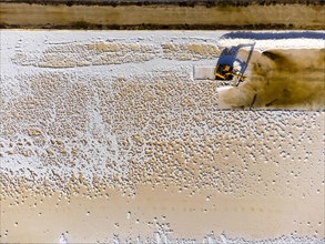 Aerial view of sea salt harvest at the salines in Faro