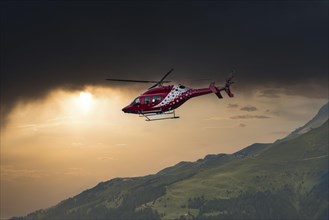 Rescue helicopter of the Goms mountain rescue service