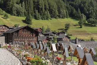 Village scene with cemetery
