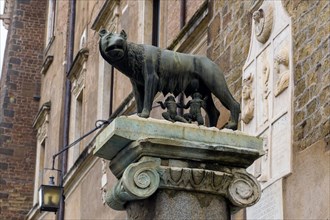 Monument to city founder Romulus and Remus being suckled by Capitoline she-wolf