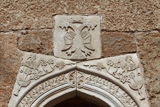 Double-headed eagle relief on Agios Spiridon Church