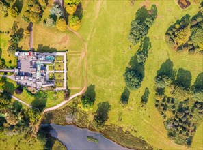 Powderham Castle and Powderham Park from a drone