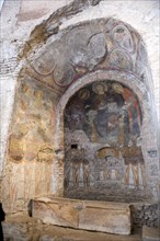 Historical Roman and Christian murals in Temple of Romulus