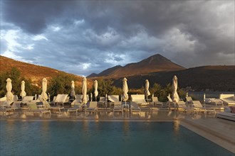 Hotel pool with view of Taygetos Mountains
