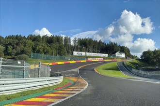 View from racing car of Eau Rouge bend and Raidillon slip road from Circuit Spa-Francorchamps