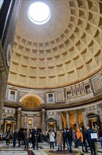 Interior of ancient Roman temple Pantheon with dome