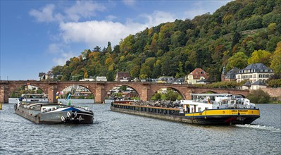 Heidelberg with the Old Bridge and shipping on the Neckar