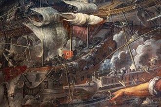Battle painting with ships