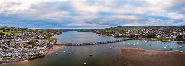 Bridge over River Teign from Shaldon to Teignmouth from a drone
