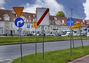 Polish traffic signs on a main road