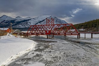 Historic railway bridge in Carcross on the former White Pass and Yukon Route from Skagway
