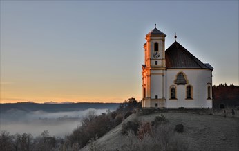 Marienberg pilgrimage church at sunrise